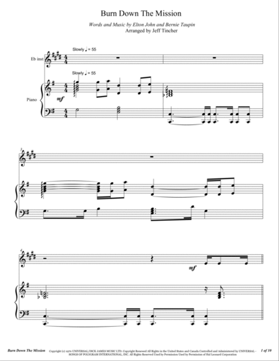Burn Down The Mission Alto Saxophone scores gallery preview page 2