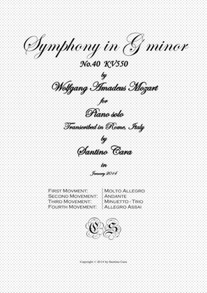 Book cover for Mozart - Complete Symphony in G minor No.40 K.550 for Piano solo