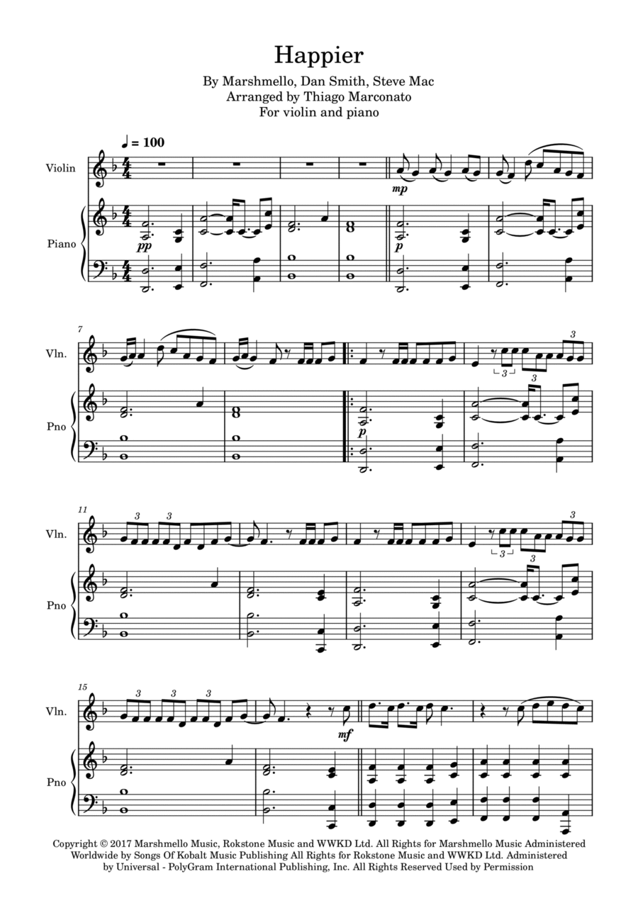 Happier Violin Solo scores gallery preview page 1