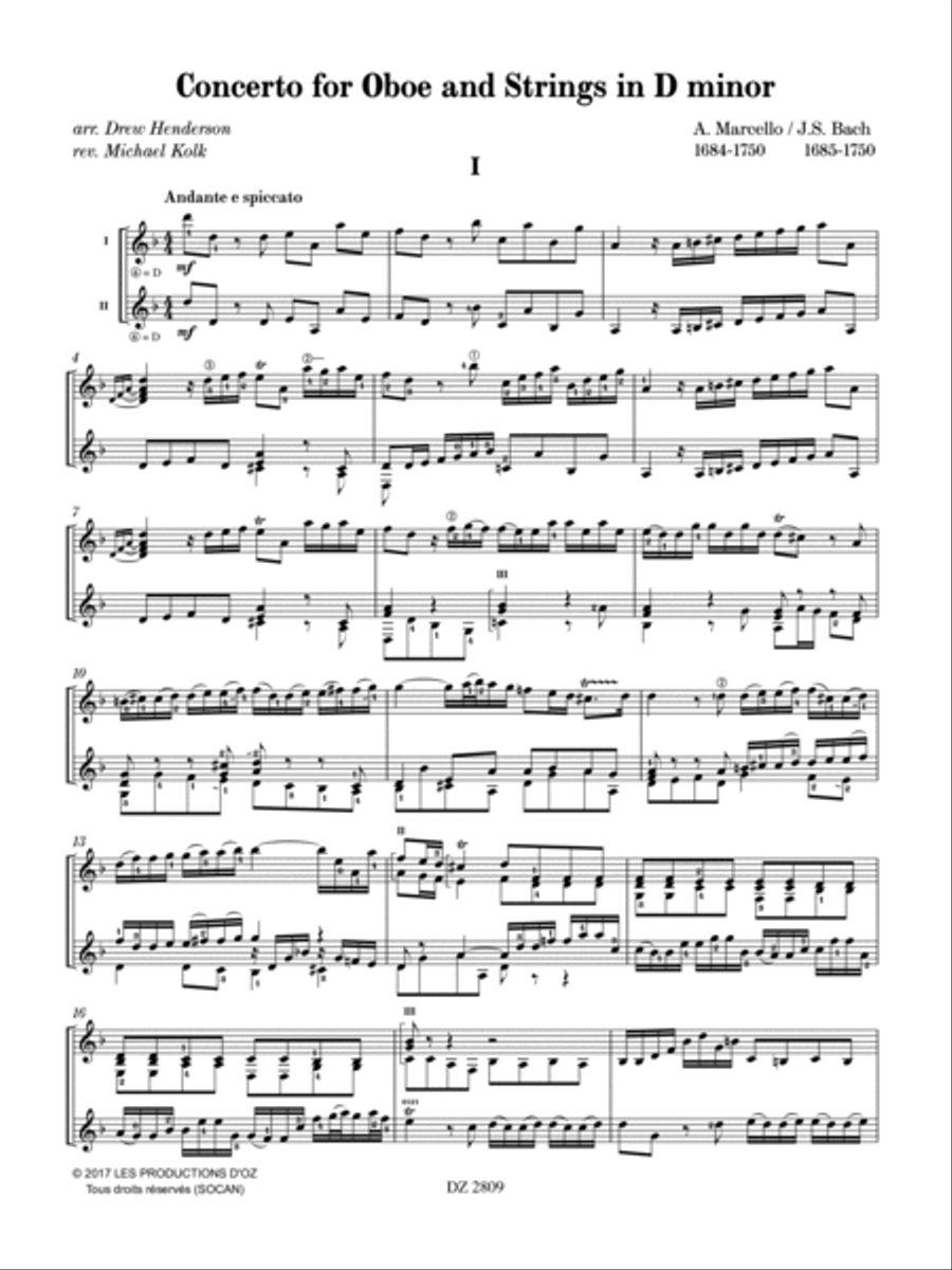 Concerto for Oboe and Strings in D minor Classical Guitar scores gallery preview page 4