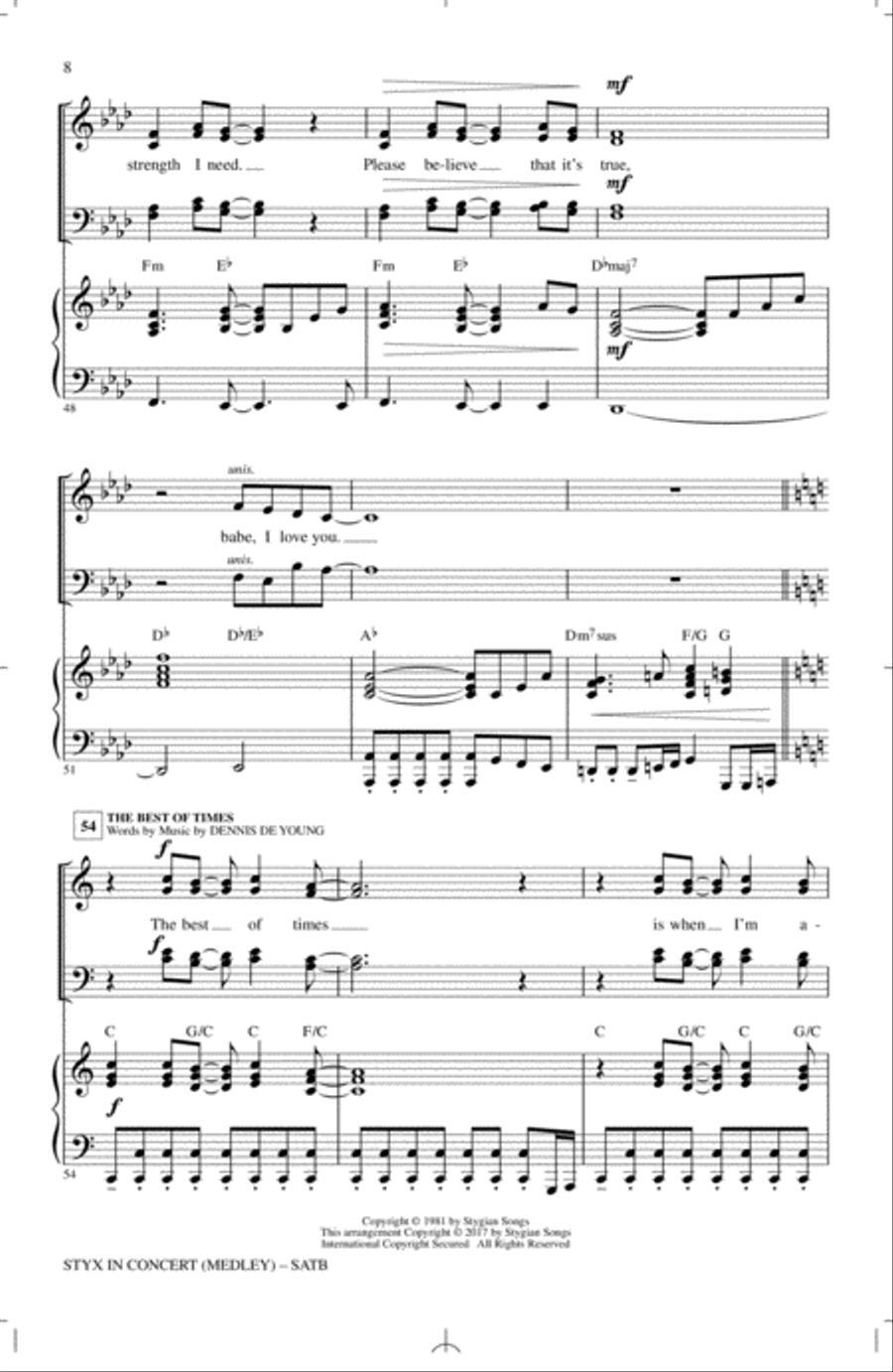 Styx In Concert (Medley) 4-Part scores gallery preview page 7