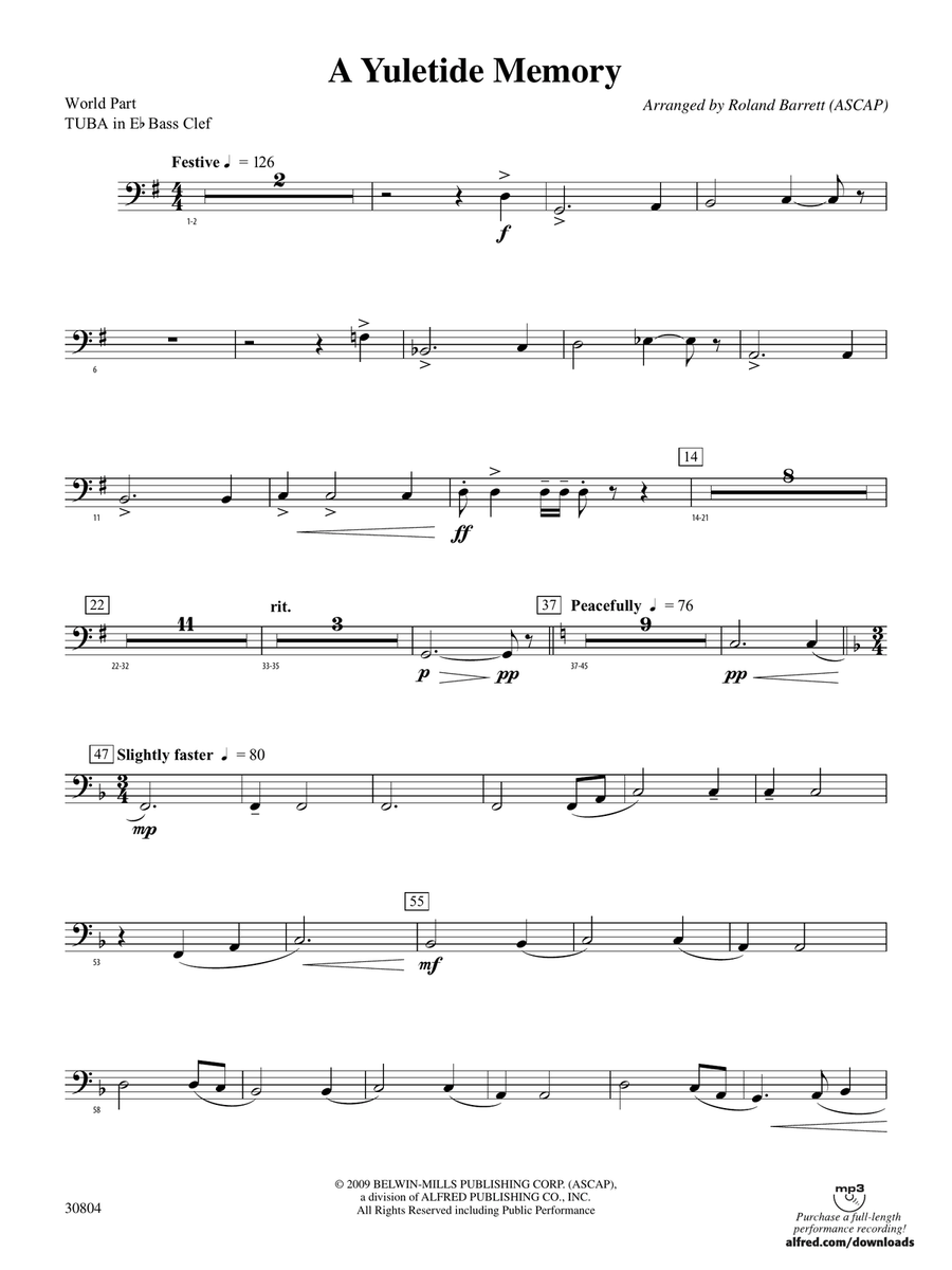 A Yuletide Memory: (World Part) E-flat Tuba B.C.