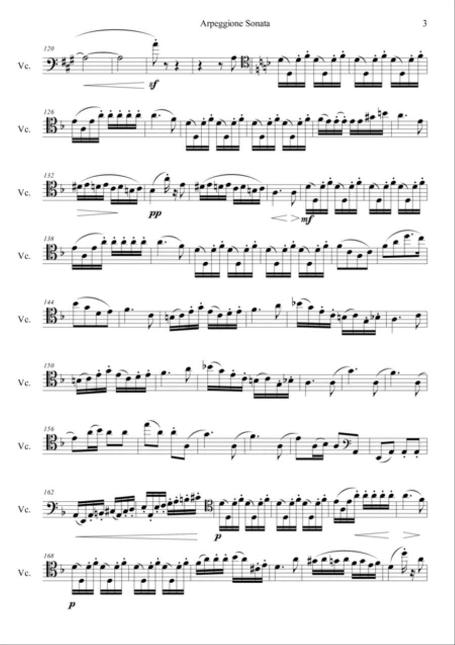 Schubert : Arpeggione Sonata Mov. 2,3 Cello scores gallery preview page 3