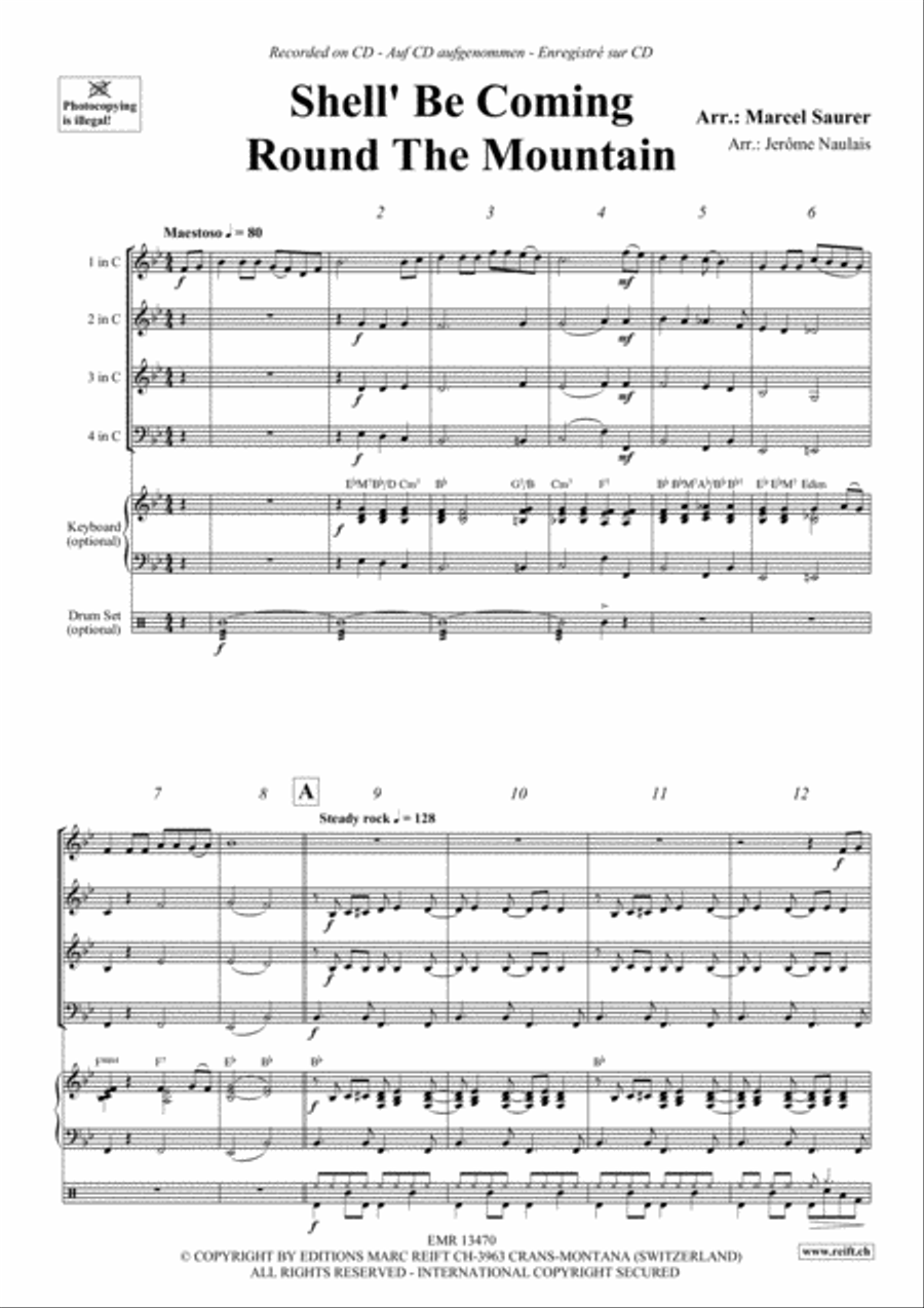 Shell' Be Coming Round The Mountain Woodwind Quartet scores gallery preview page 3