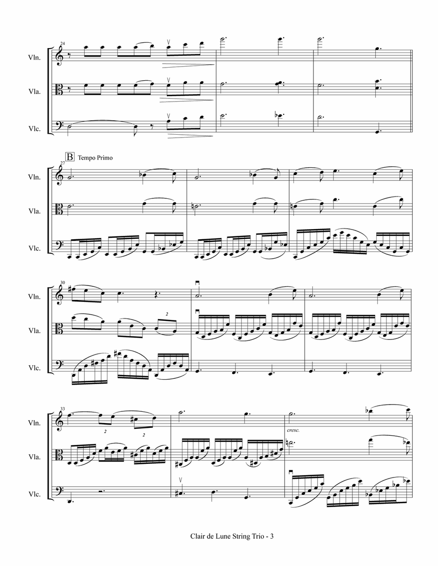 Clair de Lune (String Trio) String Trio scores gallery preview page 4