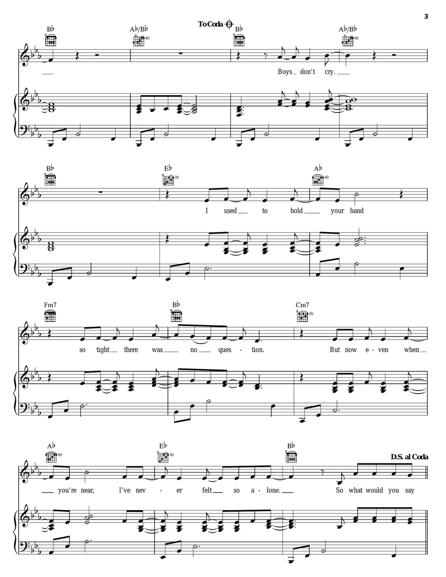 Boys Don't Cry Boys Don't Cry Piano, Vocal, Guitar scores gallery preview page 3