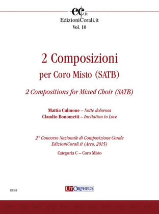Book cover for 2 Compositions for Mixed Choir (SATB) (2nd National Choral Composition Competition EdizioniCorali.it - Cat. C)