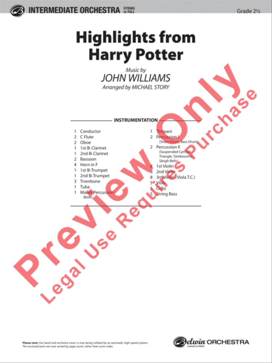 Highlights from Harry Potter Full Orchestra scores gallery preview page 2