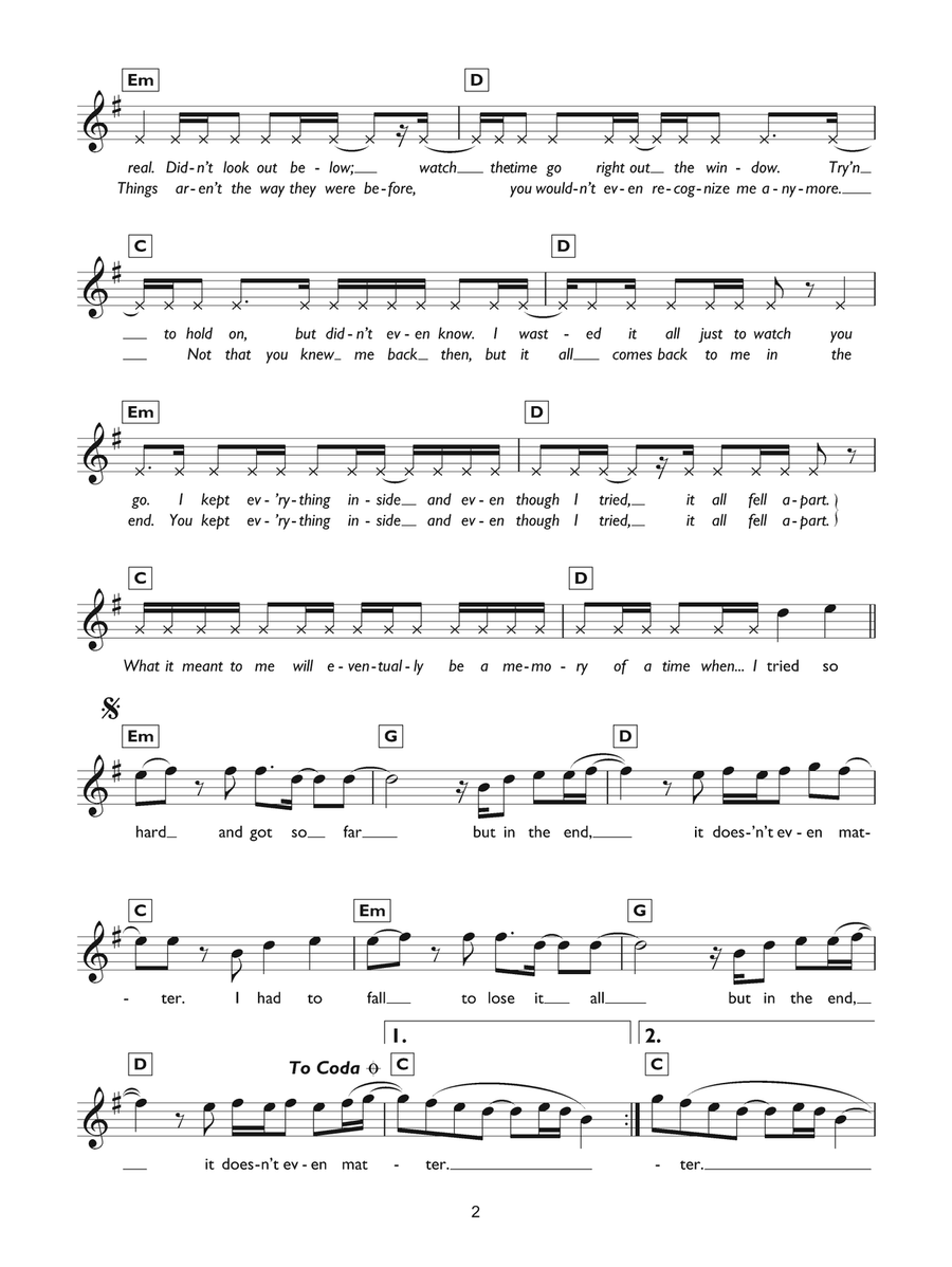 In The End Piano Solo scores gallery preview page 2