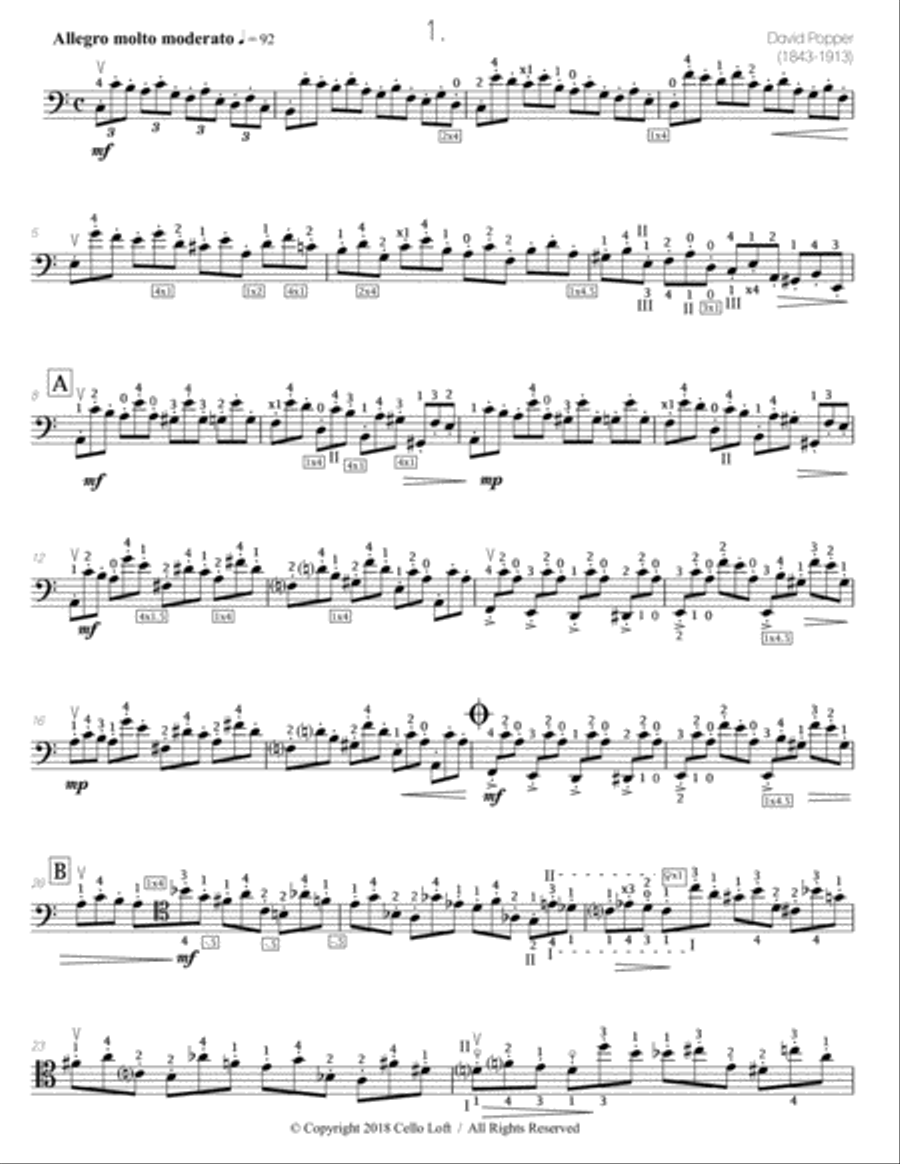 Popper | 40 Etudes, op. 73 - edited by Richard Aaron Cello Solo scores gallery preview page 4