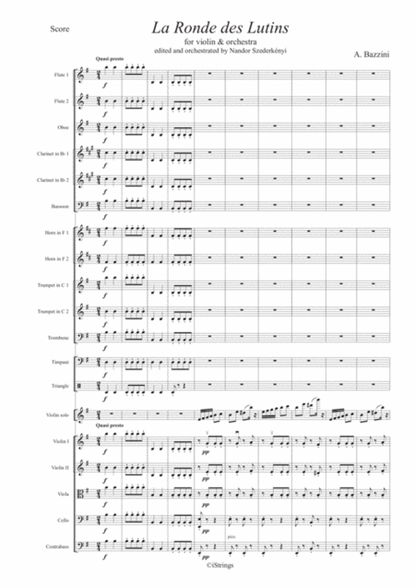 La Ronde des Lutins, violin with orchestra accompaniment; (complete)