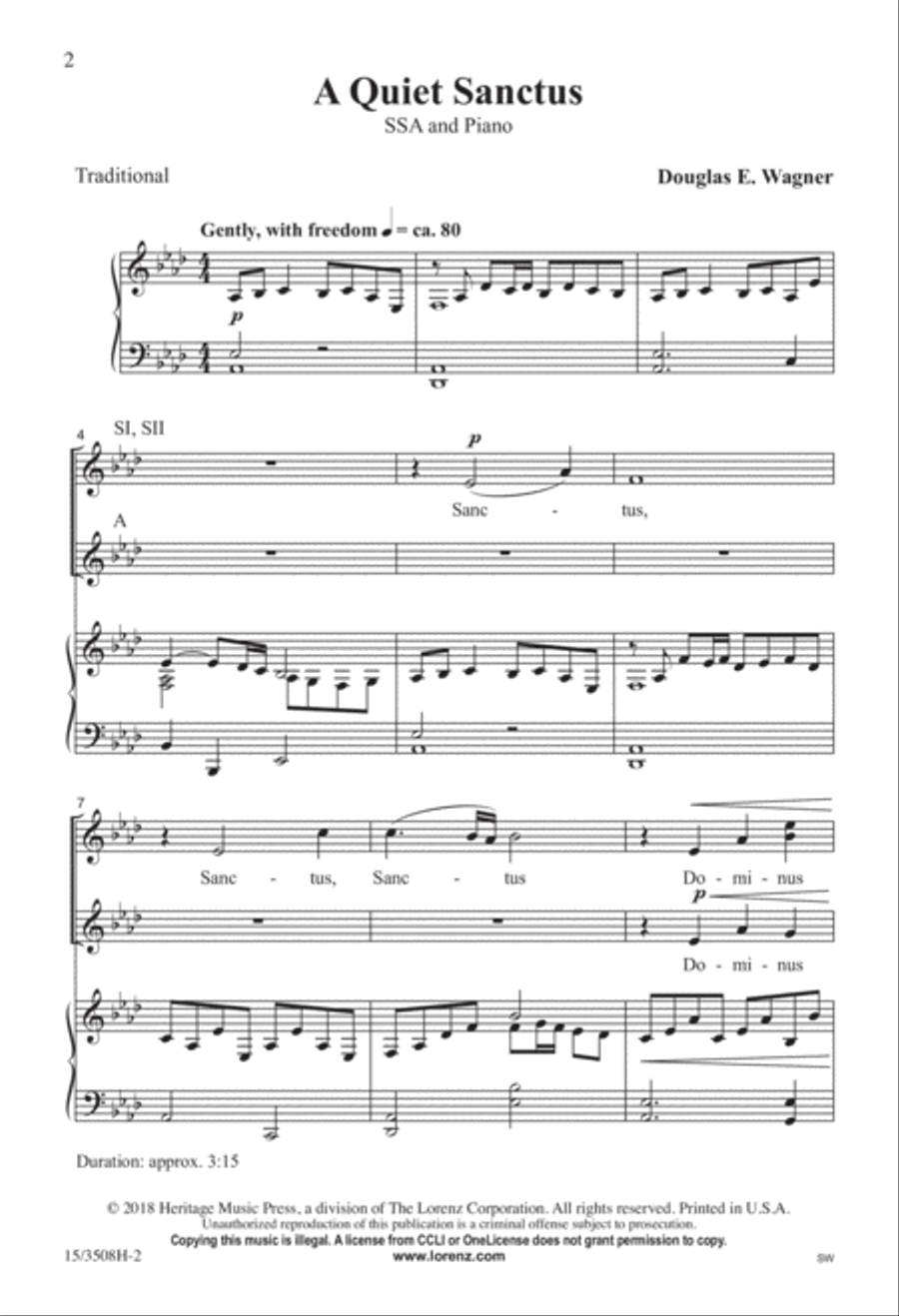 A Quiet Sanctus A Quiet Sanctus SSA scores gallery preview page 2