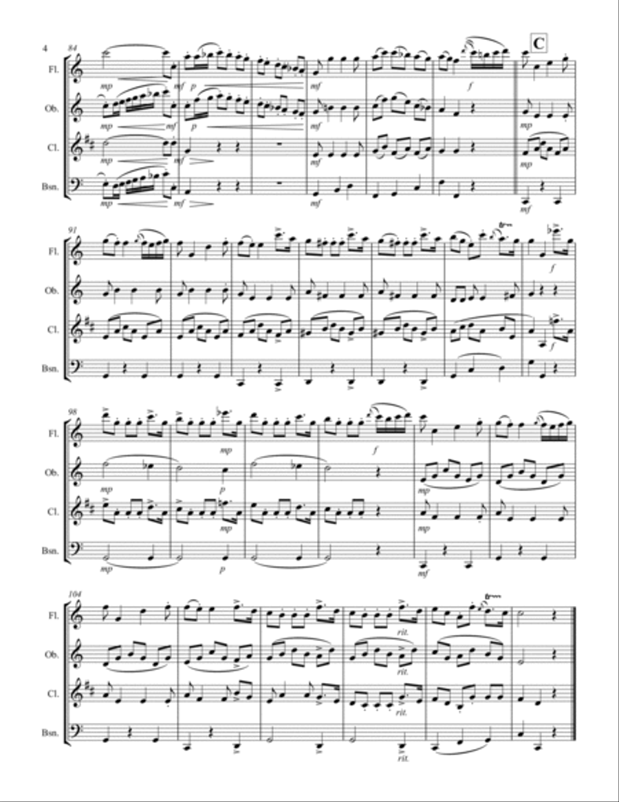 Boccherini - “Minuetto” (for Woodwind Quartet) Woodwind Quartet scores gallery preview page 5