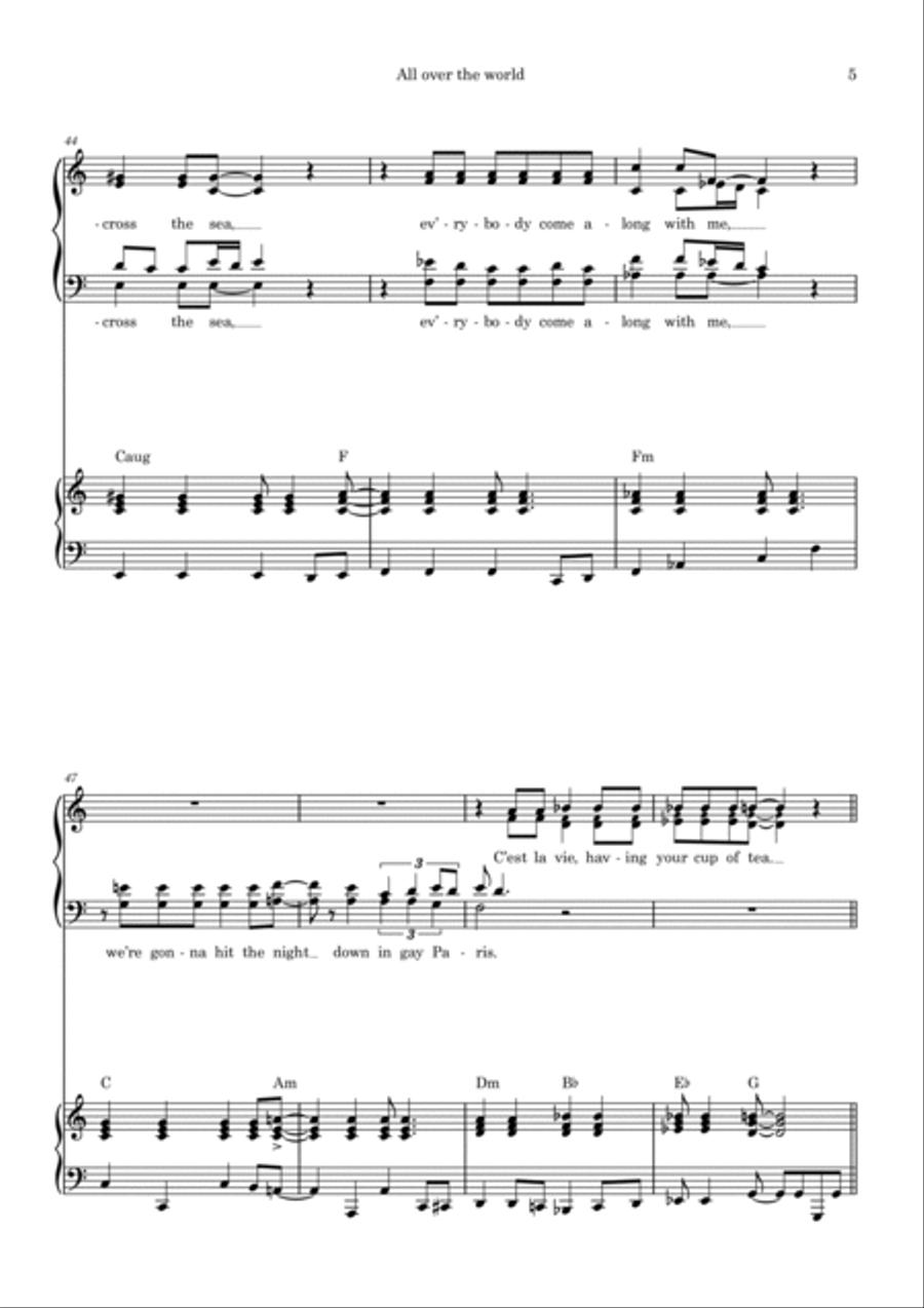All Over The World 4-Part scores gallery preview page 5