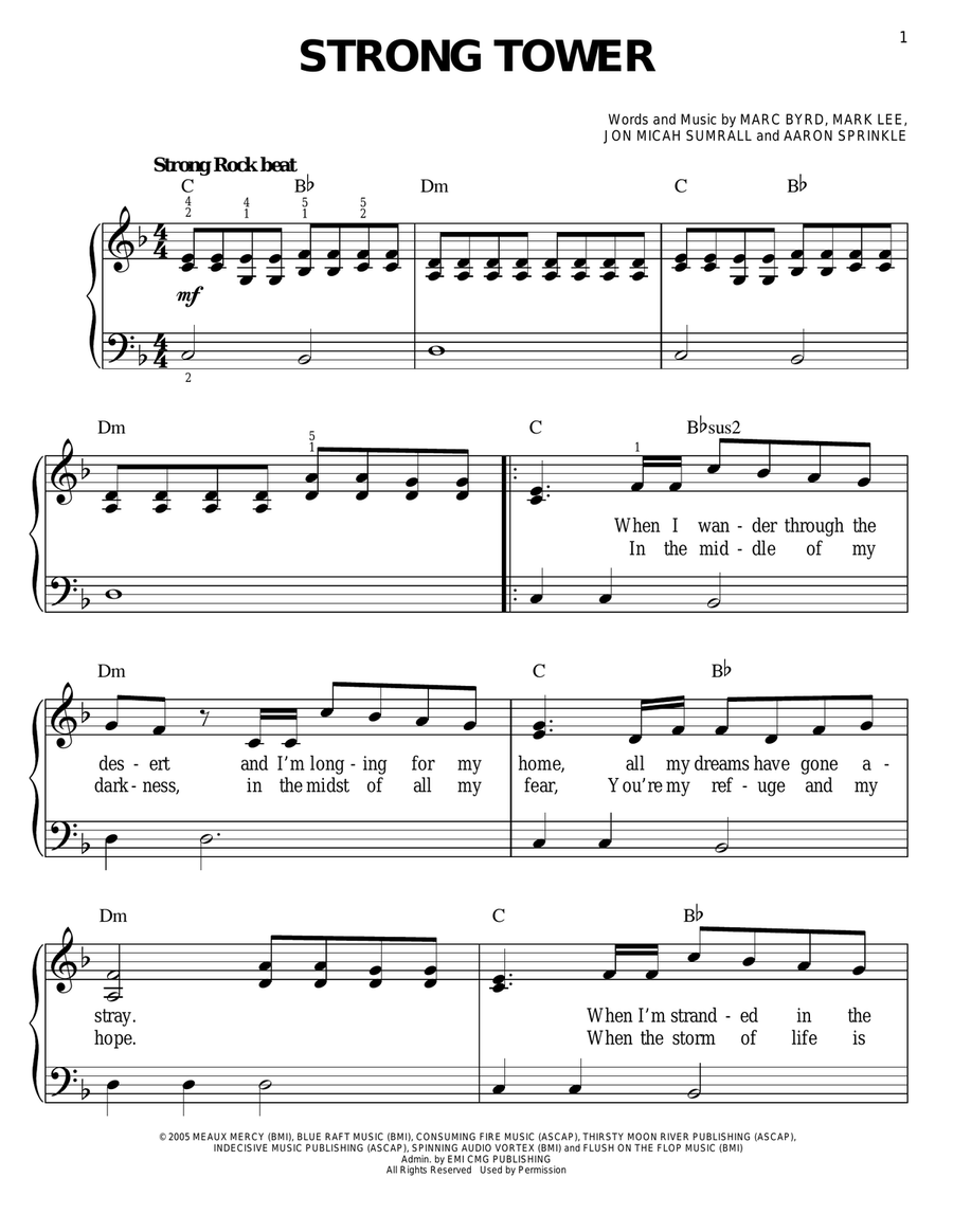 Strong Tower Easy Piano scores gallery preview page 1