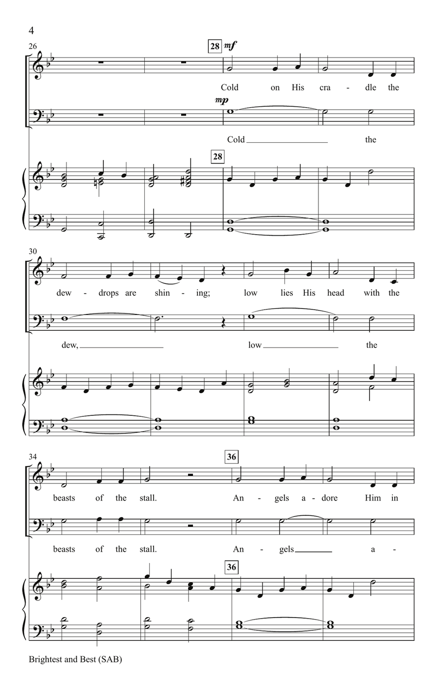 Brightest and Best (SAB, Digital) 3-Part scores gallery preview page 4