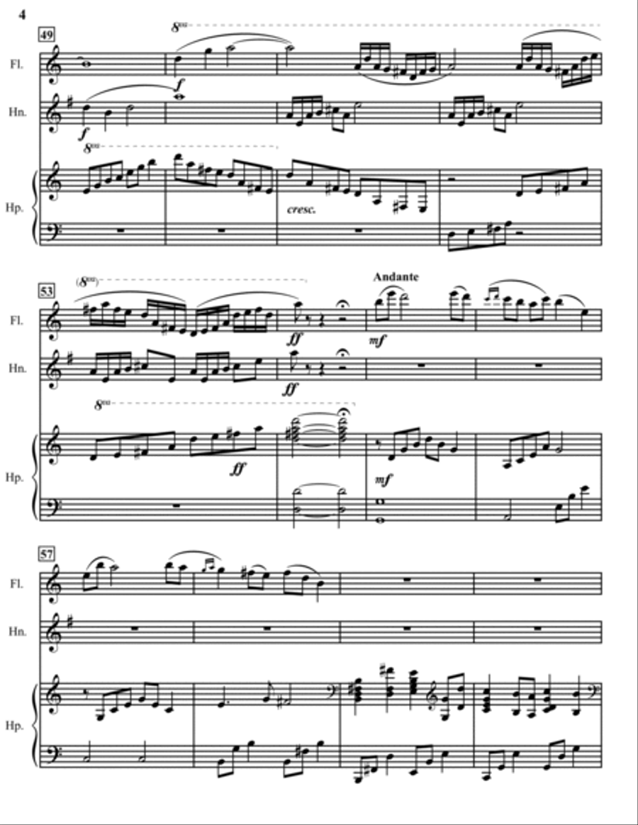 Song of the Forest - Trio for Flute, Horn and Harp Revised Version Flute scores gallery preview page 4