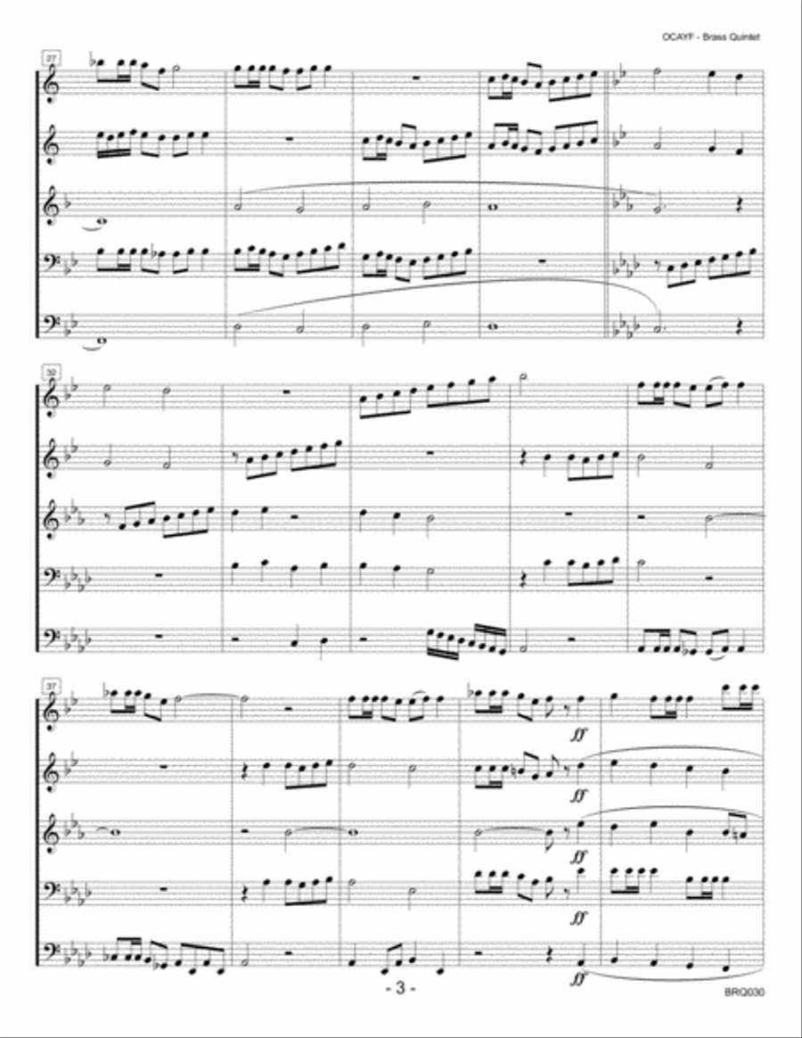 O COME ALL YE FAITHFUL - BRASS QUINTET with optional Handbells (3 octave) 3-Octaves scores gallery preview page 3