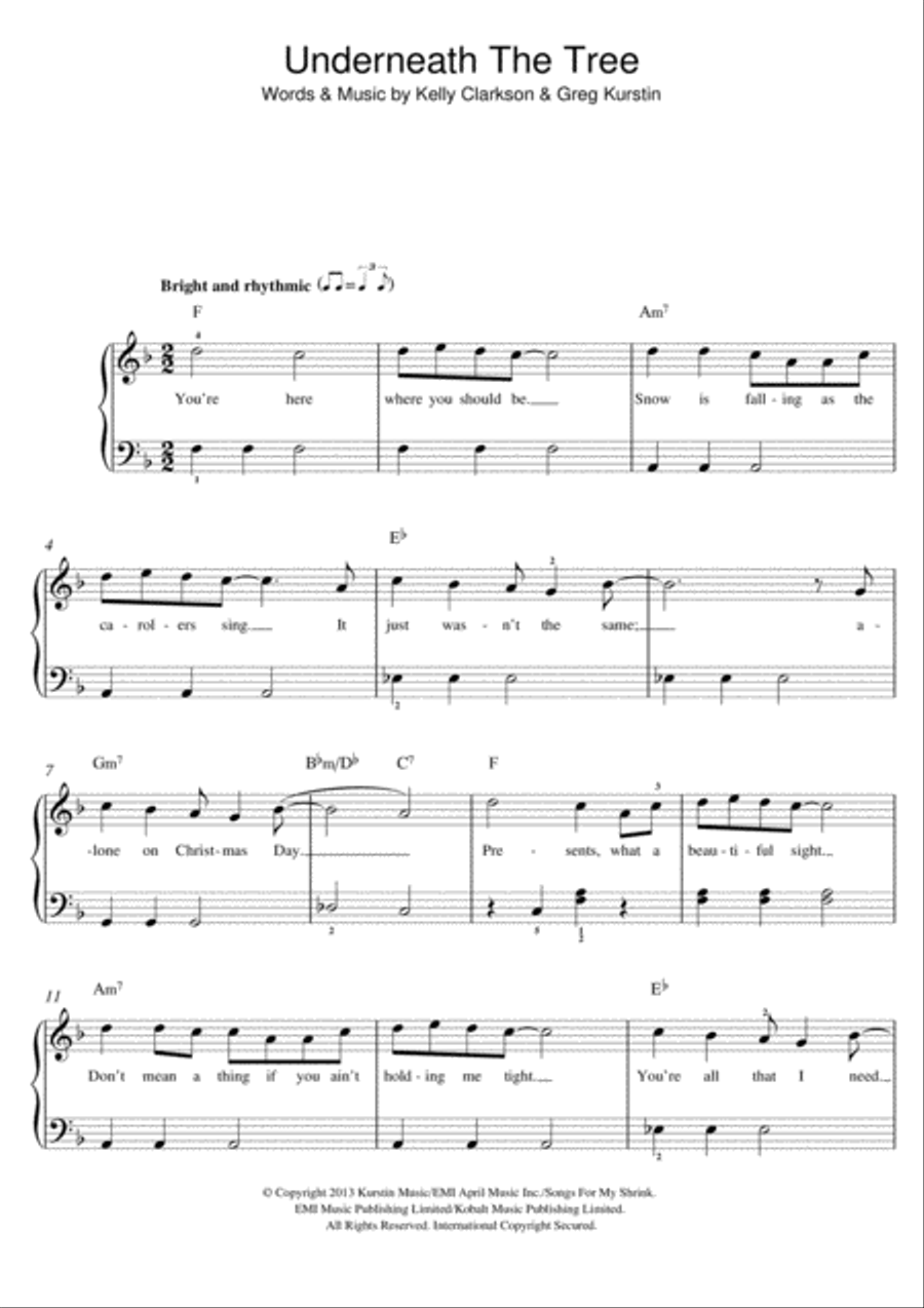 Underneath The Tree Easy Piano scores gallery preview page 1
