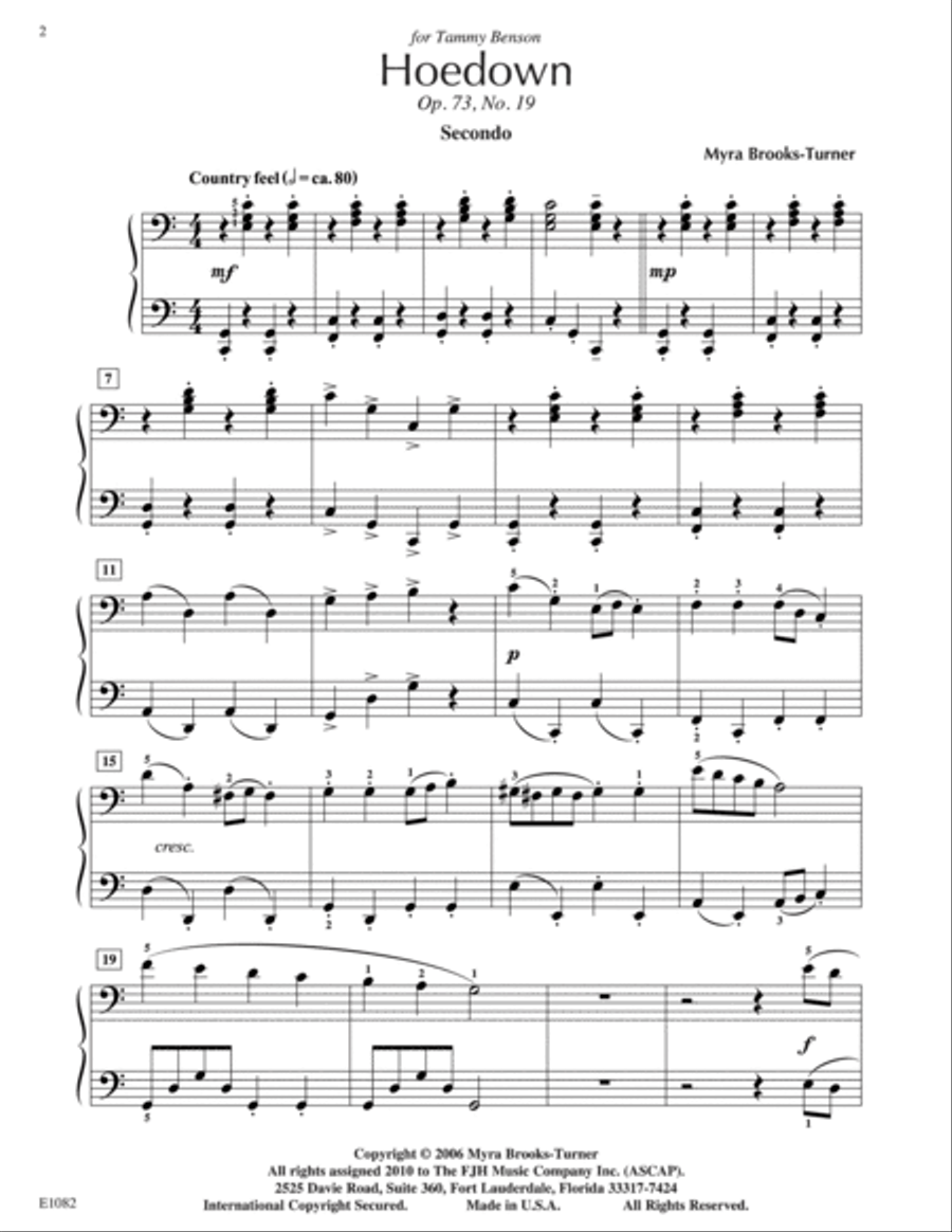 Hoedown, Opus 73, No. 19 Piano Solo scores gallery preview page 2