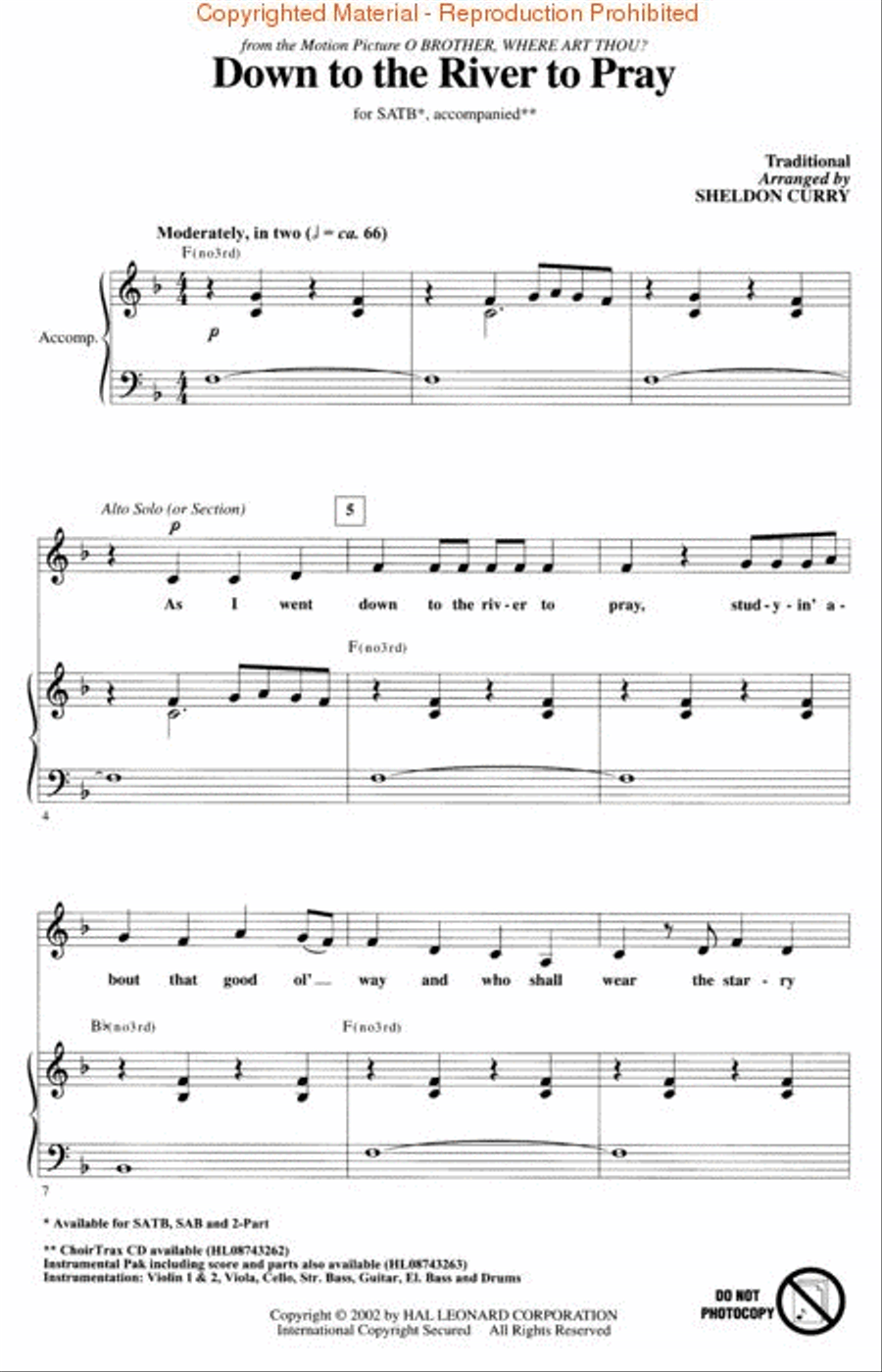 Down to the River to Pray 4-Part scores gallery preview page 2
