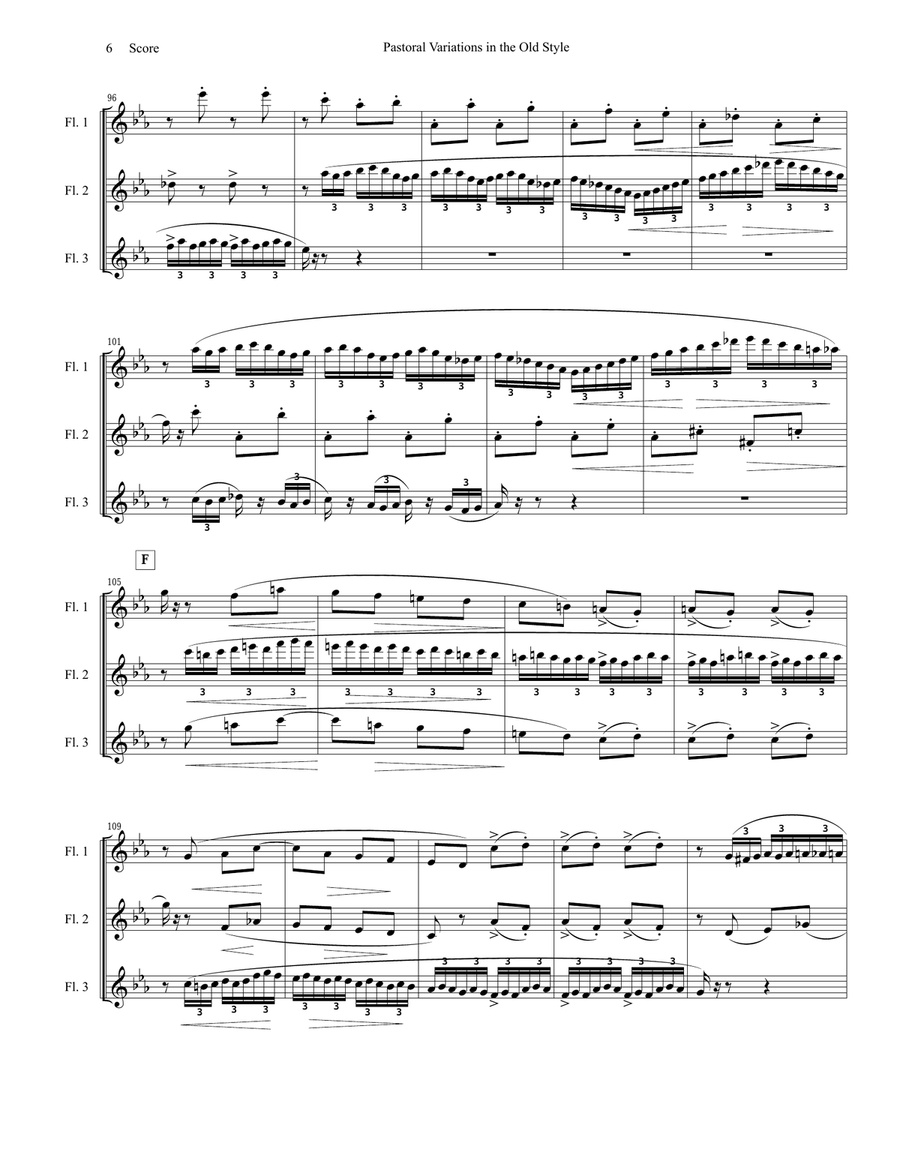 Pierne - Pastoral Variations in the Old Style set for flute trio Flute Trio scores gallery preview page 6