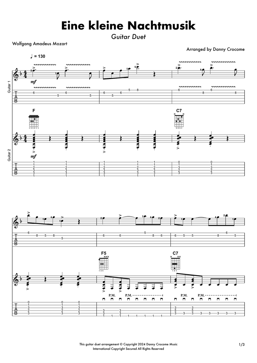Eine kleine Nachtmusik (Guitar Duet) Acoustic Guitar scores gallery preview page 1