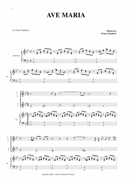 AVE MARIA by Schubert - Arr. for Soprano or Tenor, SA Choir (Vocalization) and Piano image number null