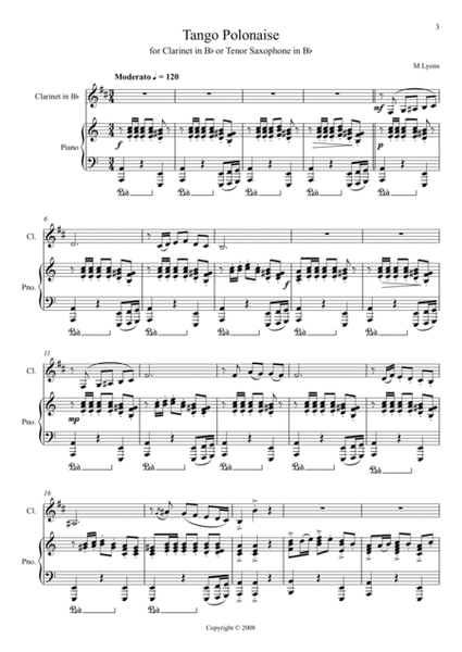 Tango Polonaise for Clarinet in Bb and Piano image number null
