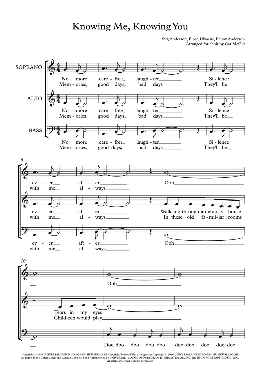 Knowing Me, Knowing You 3-Part scores gallery preview page 1