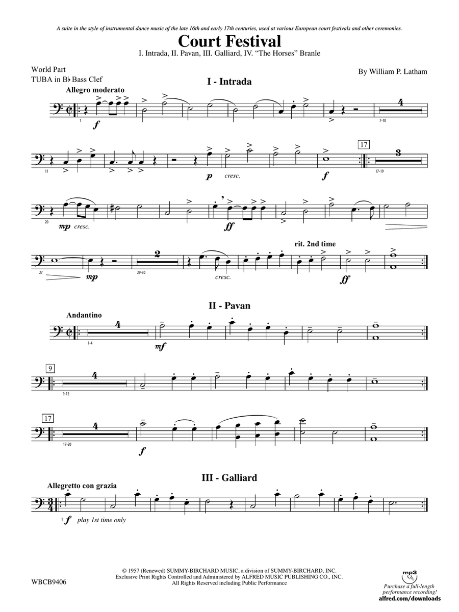 Court Festival (Suite for Concert Band): (World Part) B-flat Tuba B.C.