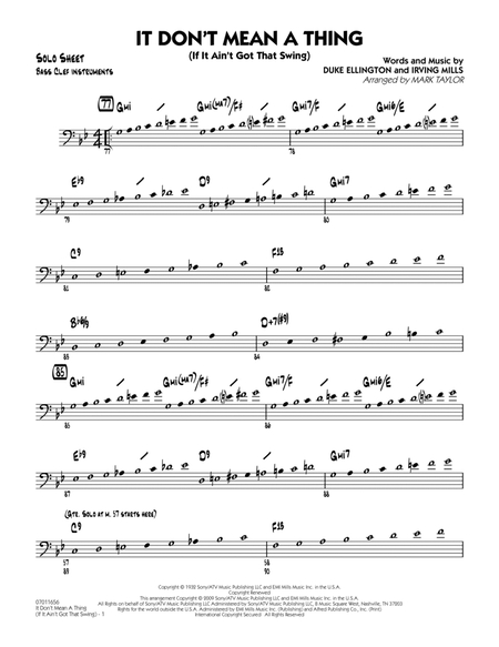 It Don't Mean a Thing (If It Ain't Got That Swing) - Bass Clef Solo Sheet