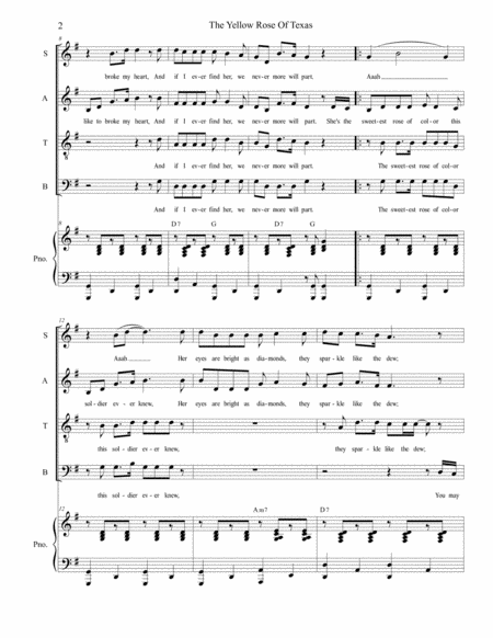 The Yellow Rose Of Texas (with "Dixie") (for SATB) image number null