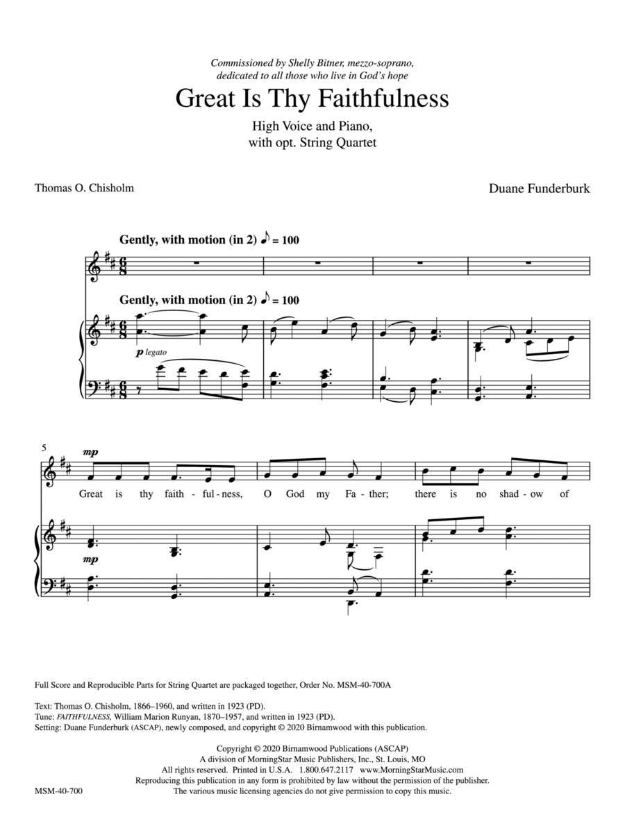 Great Is Thy Faithfulness (Piano/Vocal Score)