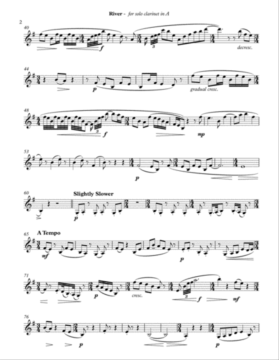 River (clarinet in A) River (clarinet in A) A Clarinet scores gallery preview page 2