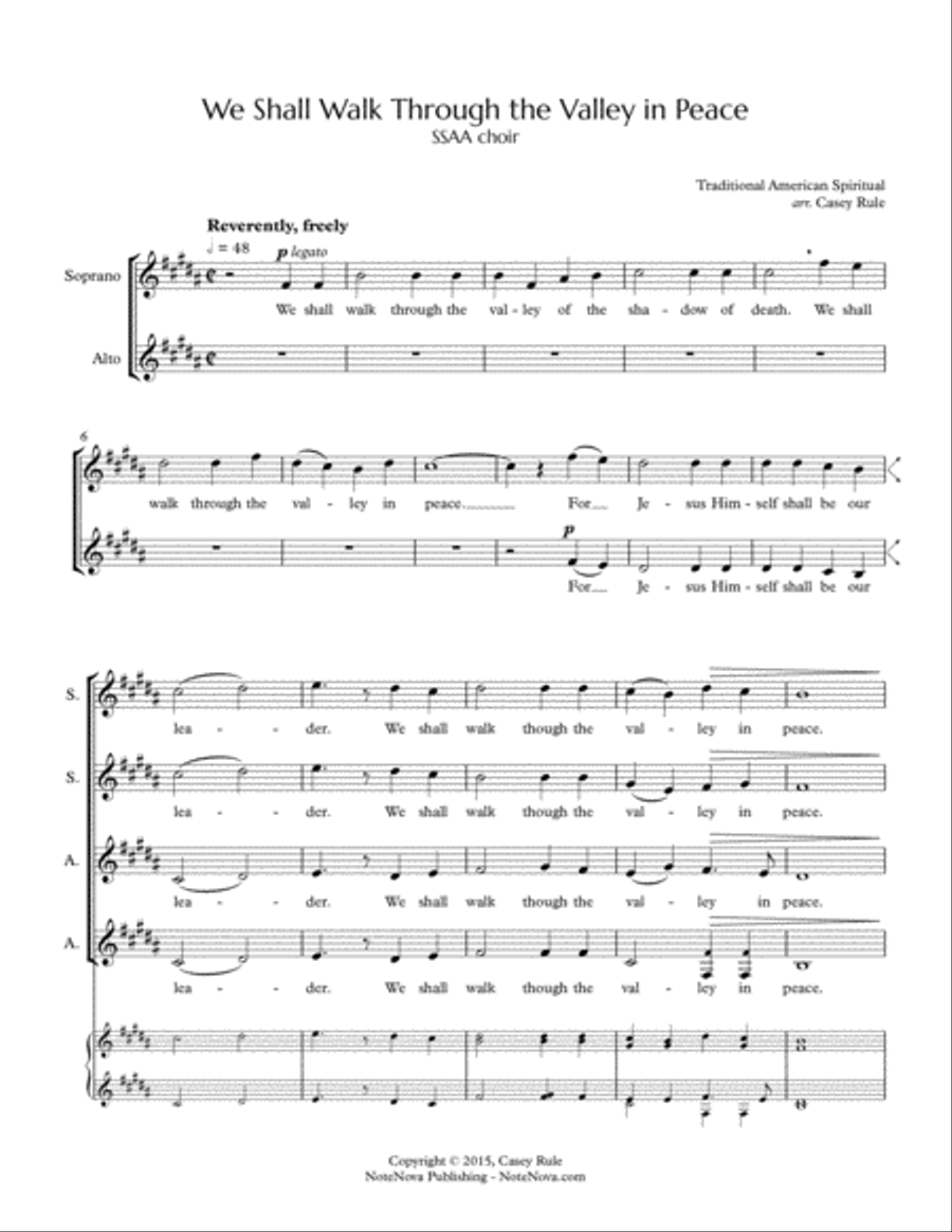 We Shall Walk Through the Valley in Peace (SSAA) - arr. Casey Rule SSAA scores gallery preview page 1