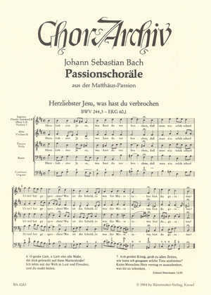 Book cover for Passionschorale aus der Matthaus-Passion BWV 244