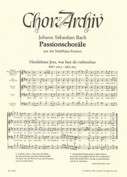 Passionschorale aus der Matthaus-Passion BWV 244