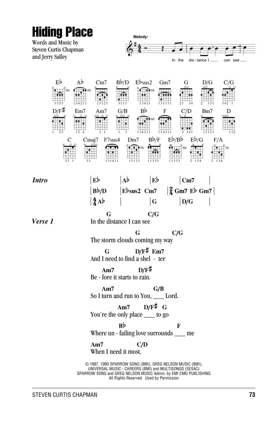 Hiding Place Hiding Place Easy Guitar scores gallery preview page 1