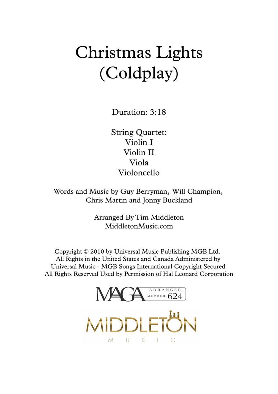 Christmas Lights Christmas Lights String Quartet scores gallery preview page 1