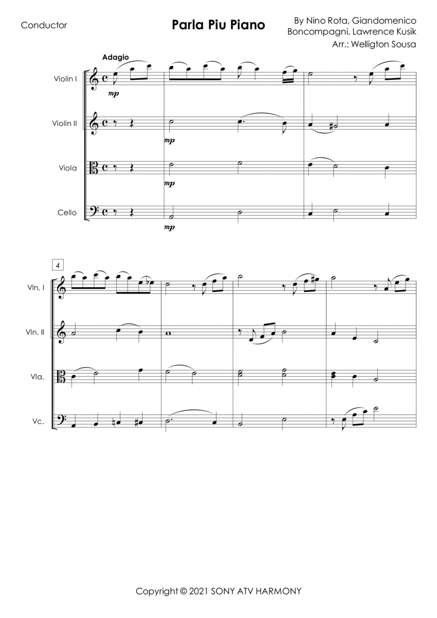 Parla Piu Piano String Quartet scores gallery preview page 1