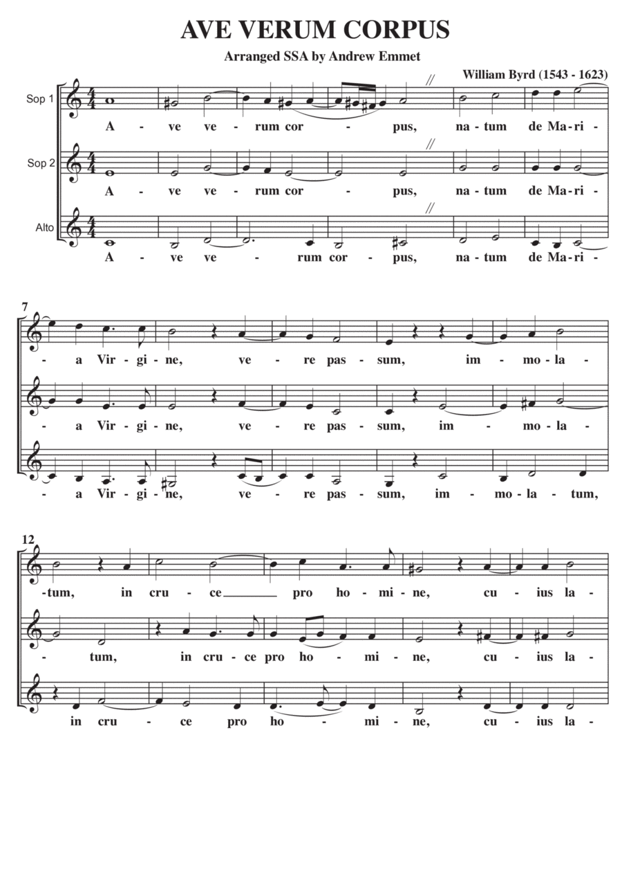 Ave Verum Corpus (Byrd) A Cappella SSA SSA scores gallery preview page 1