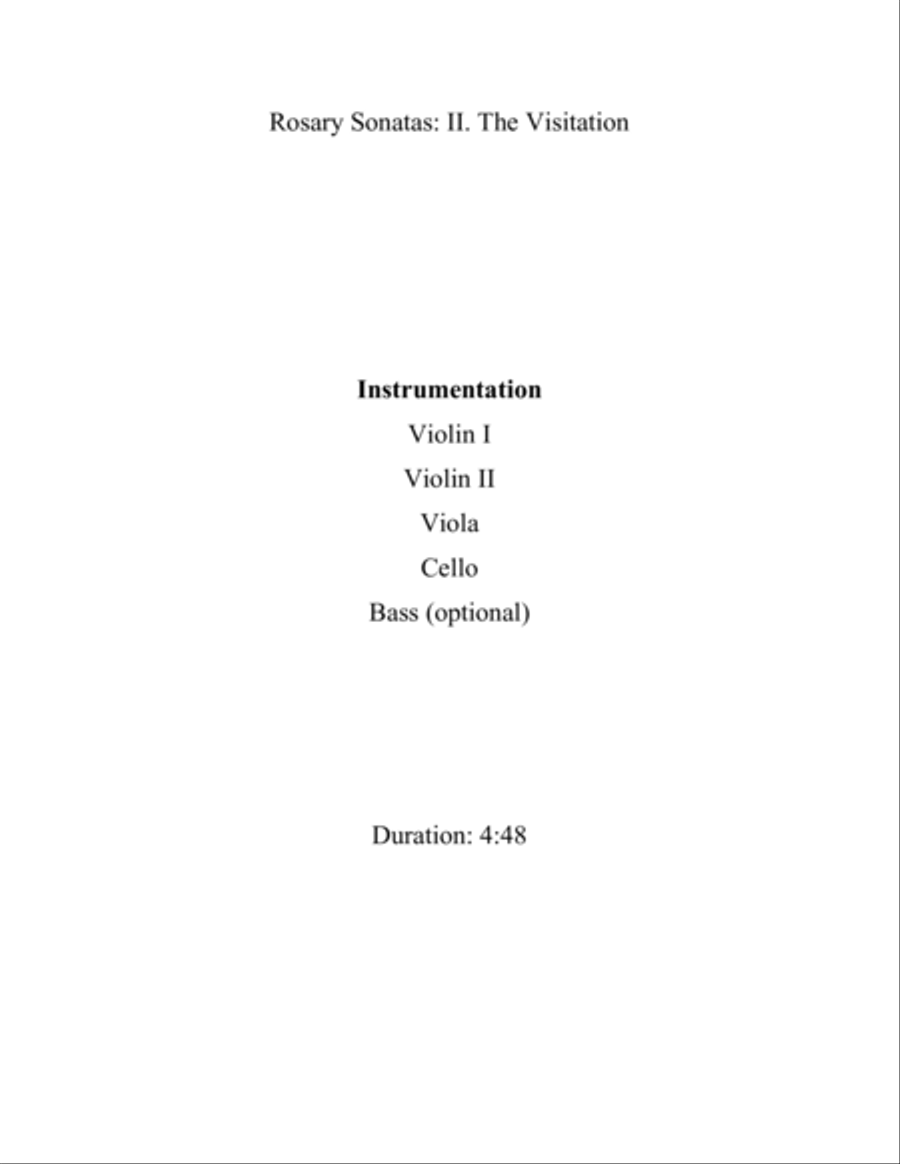 Rosary Sonatas: II. The Visitation String Quintet scores gallery preview page 2