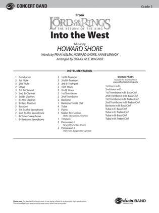 Book cover for Into the West (from The Lord of the Rings: The Return of the King): Score