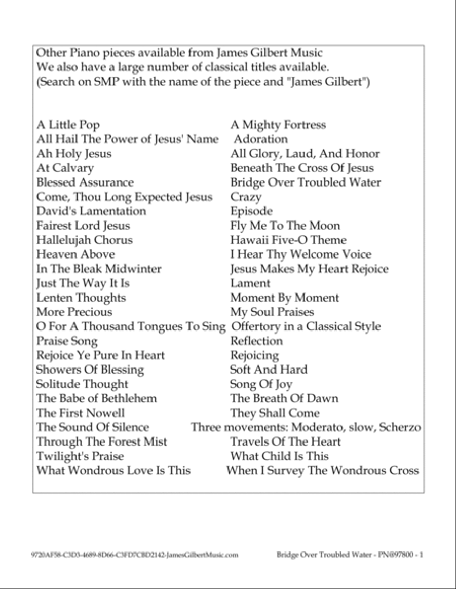 Bridge Over Troubled Water Piano Solo scores gallery preview page 2