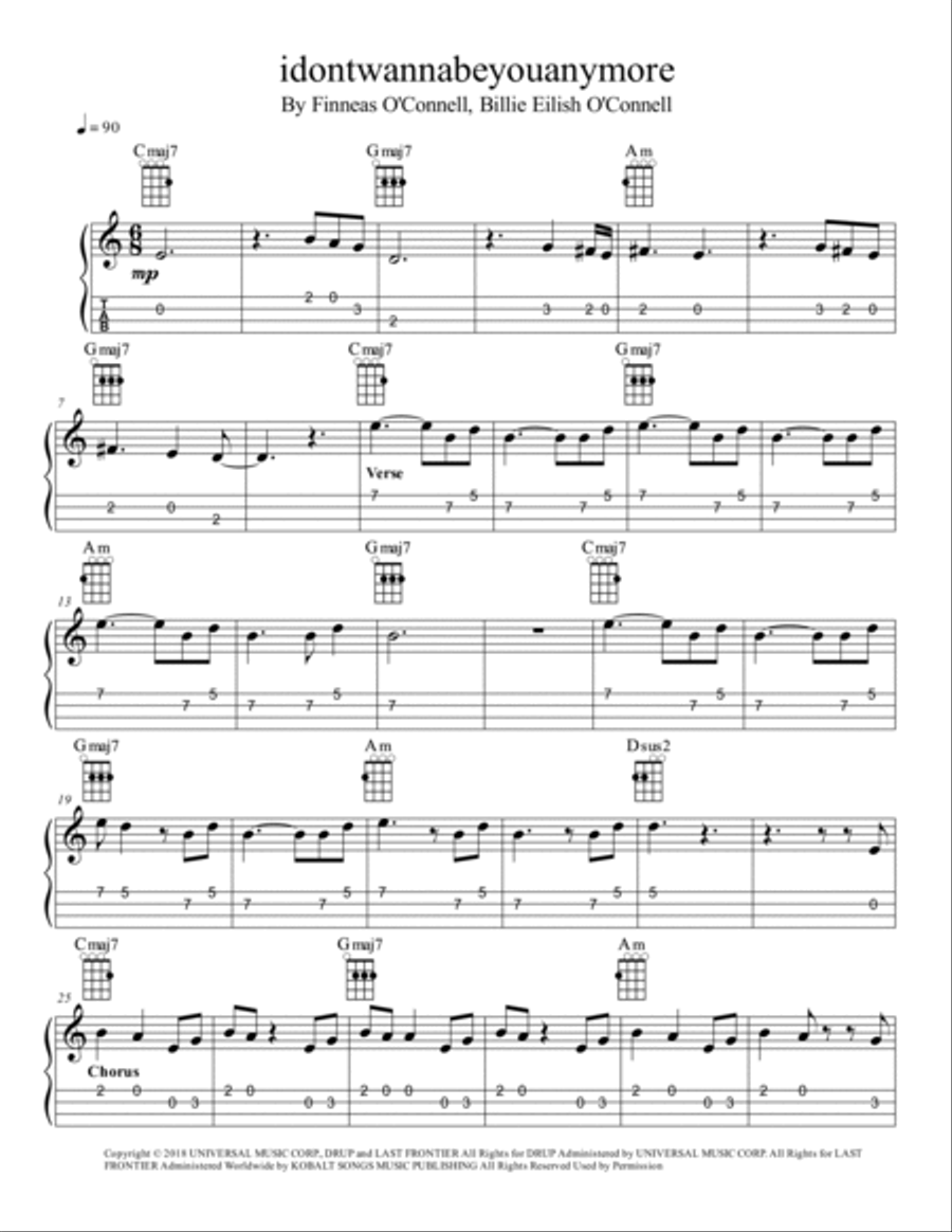 Idontwannabeyouanymore Ukulele scores gallery preview page 2