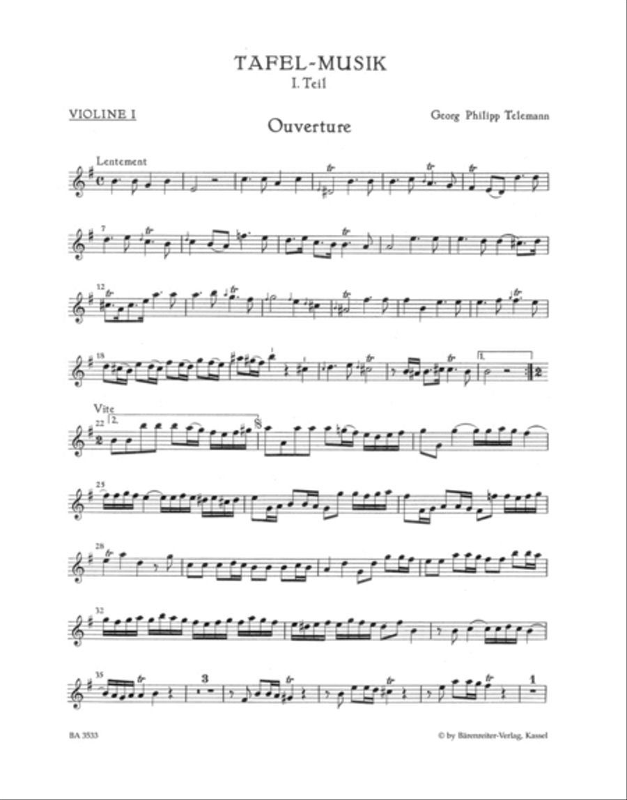 Ouverture and Conclusion for two Flutes, Strings and Basso continuo e minor by Georg Philipp Telemann Flute - Sheet Music