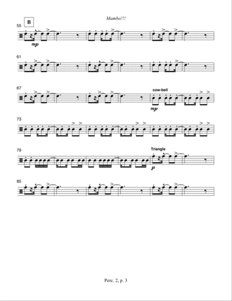 Mambo!!! Percussion 2 part Full Orchestra scores gallery preview page 2