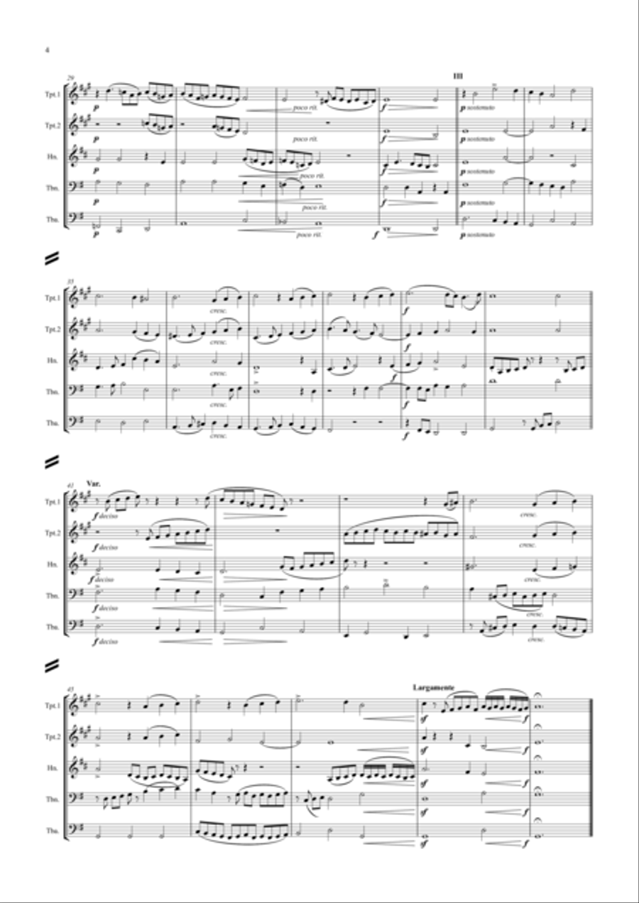 Byrd: 3 Pieces by William Byrd (including Pavane) - brass quintet Brass Quintet scores gallery preview page 4
