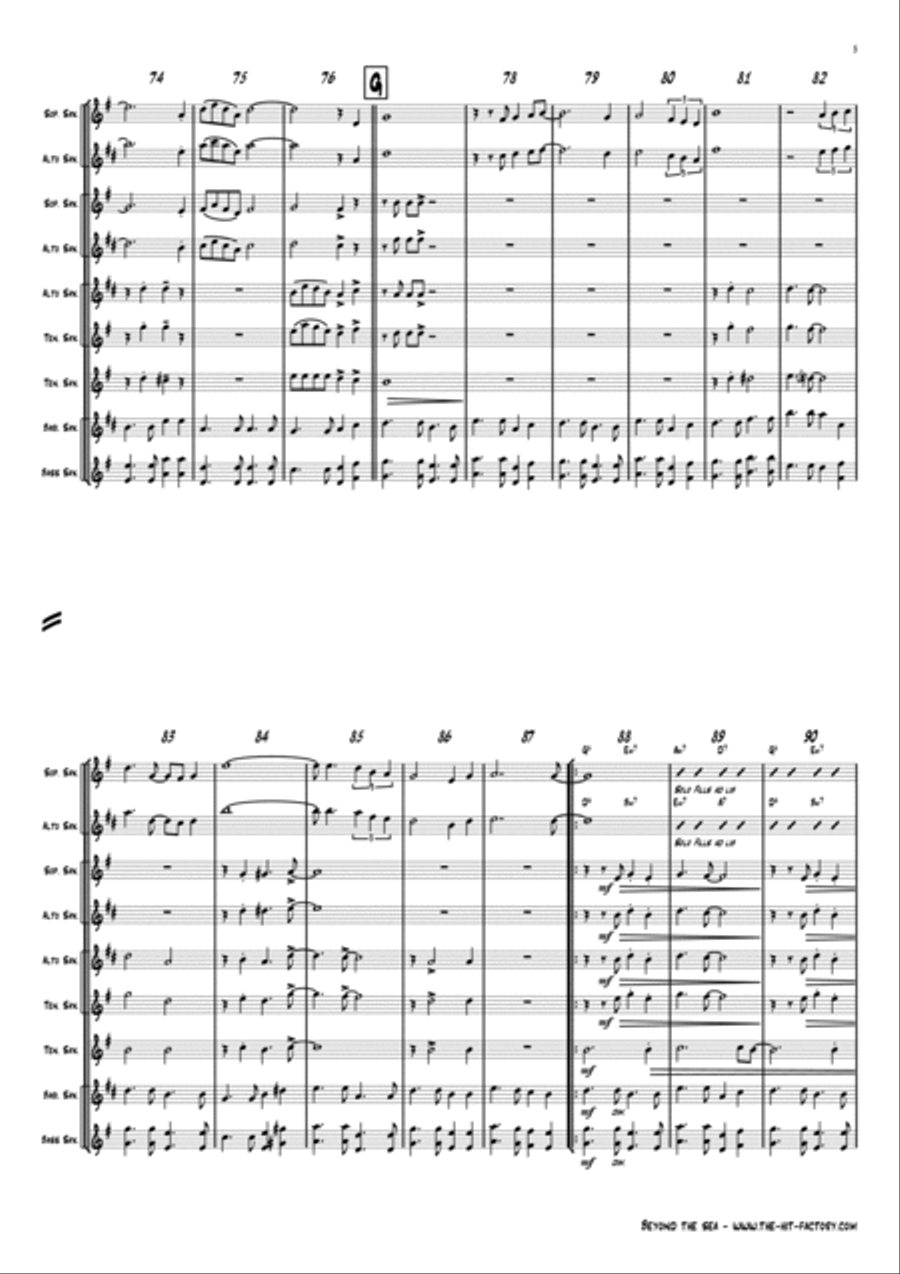 Beyond The Sea Saxophone Quintet scores gallery preview page 6